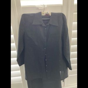 Talbots black Irish linen A-line skirt and over blouse. Very crisp and smart!